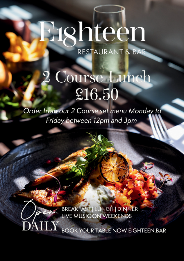 2 Course Lunch for £16.50 at Eighteen