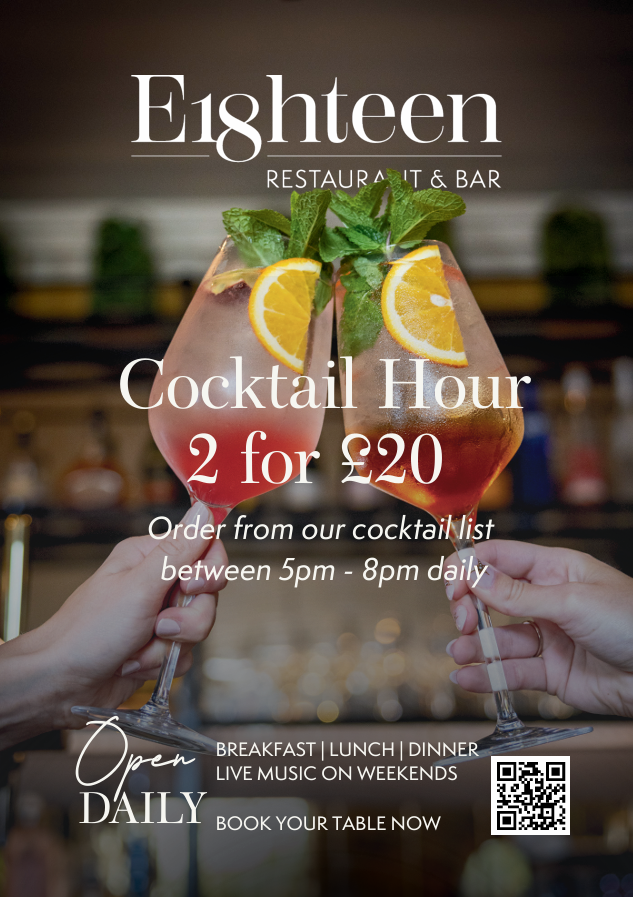 Cocktail Hour 2 for £20 at Eighteen